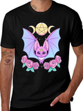 Pastel Goth Bat & Roses Graphic Tee