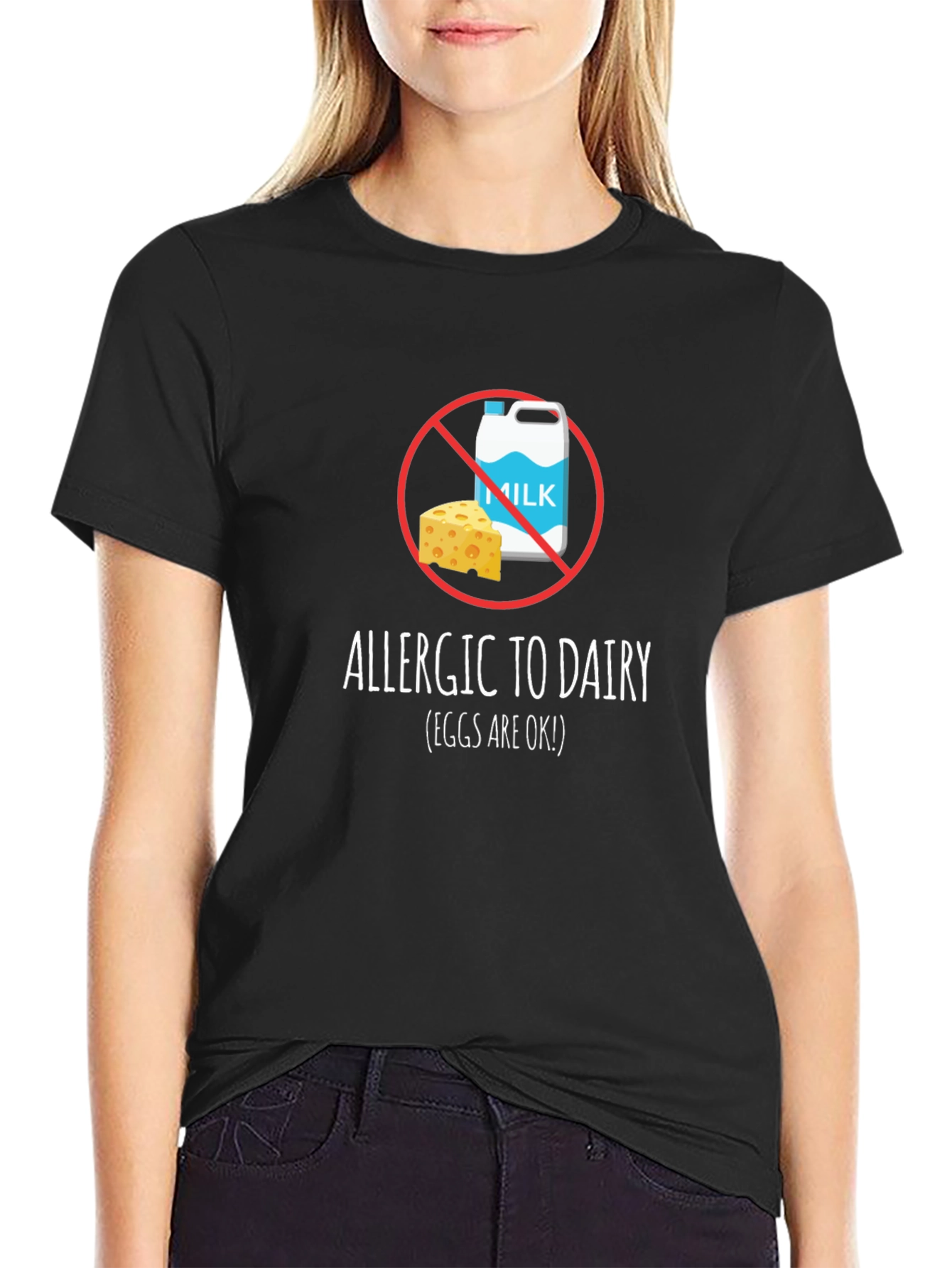 Dairy Allergy T-Shirt - Milk & Cheese Crossed Out