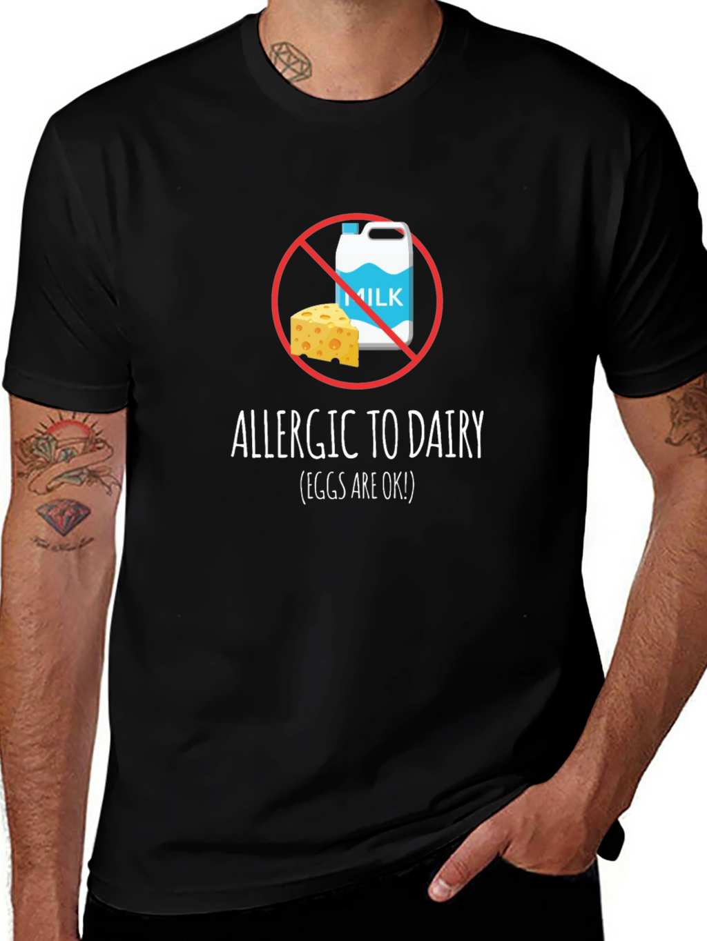 Dairy Allergy T-Shirt - Milk & Cheese Crossed Out