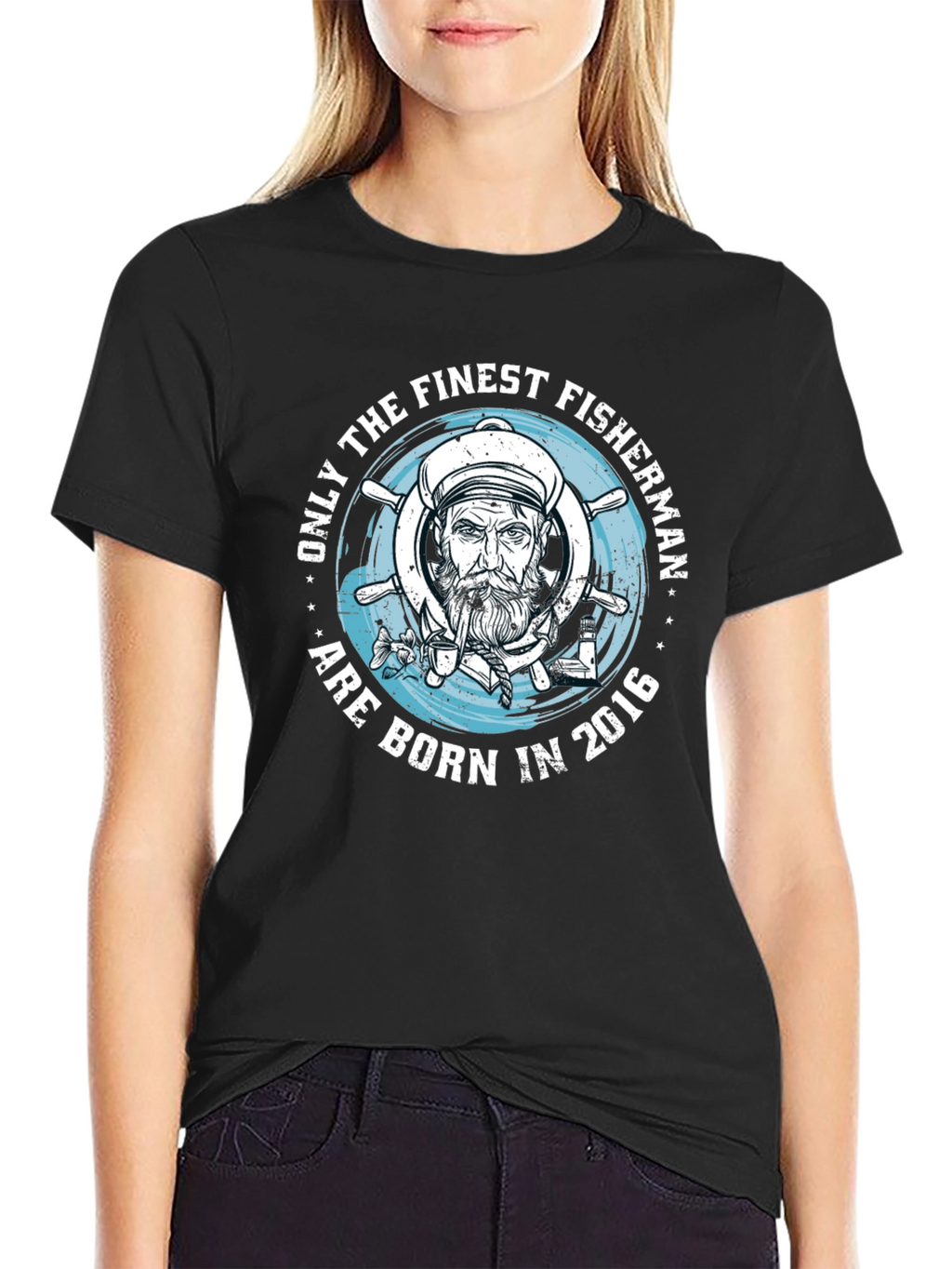 Finest Fisherman Born in 2016 Black T-Shirt