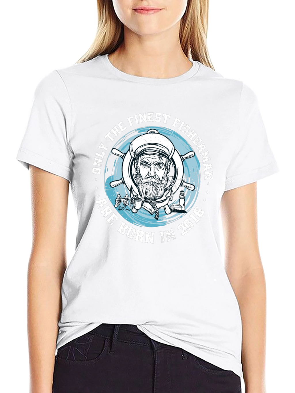 Finest Fisherman Born in 2016 Black T-Shirt