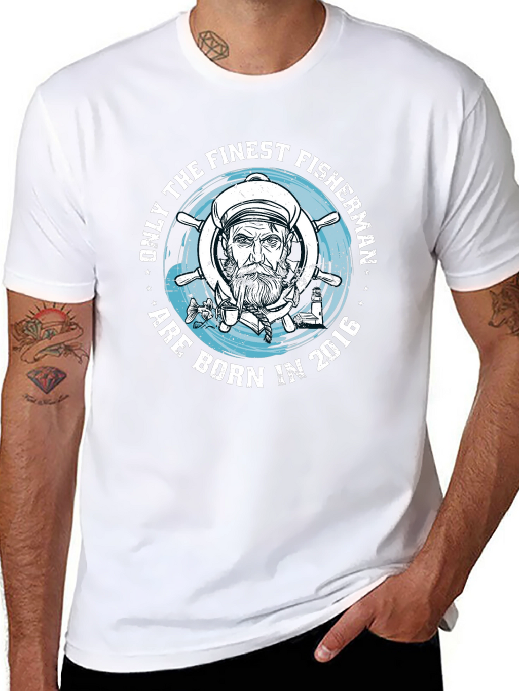 Finest Fisherman Born in 2016 Black T-Shirt