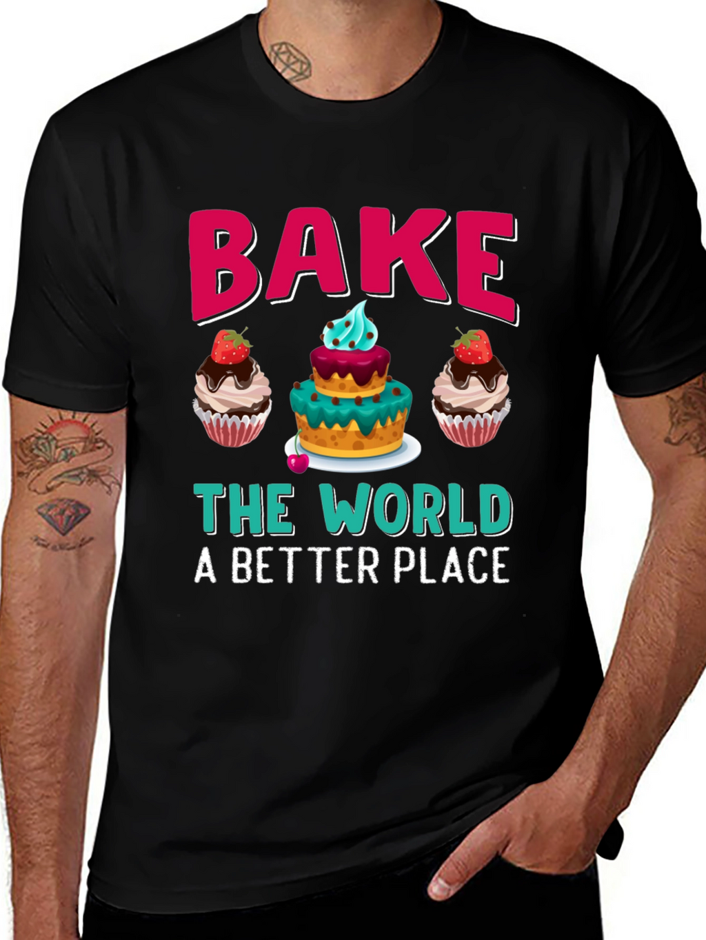 Bake The World Tee - Cupcake Graphic T-Shirt