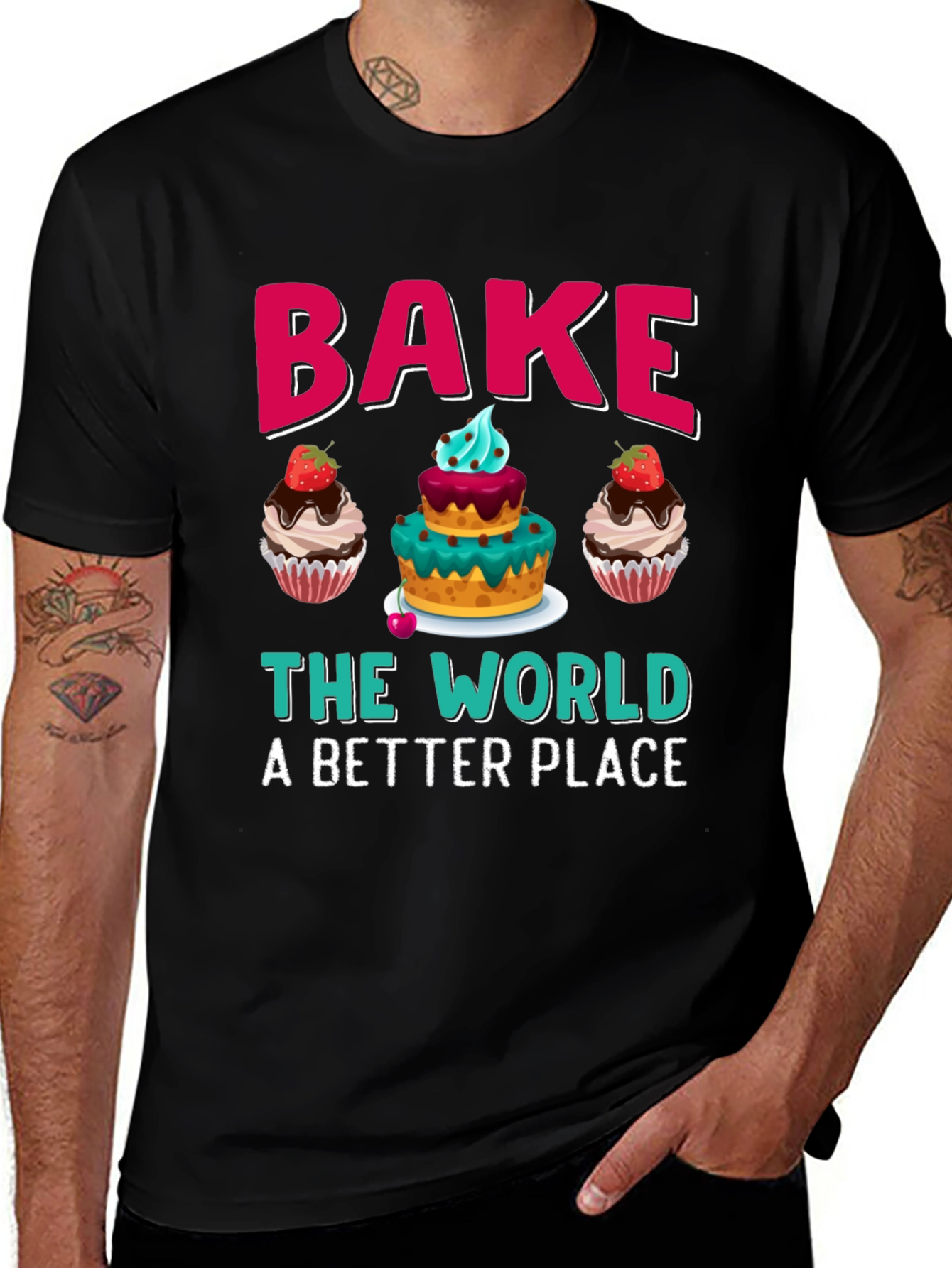 Bake The World Tee - Cupcake Graphic T-Shirt
