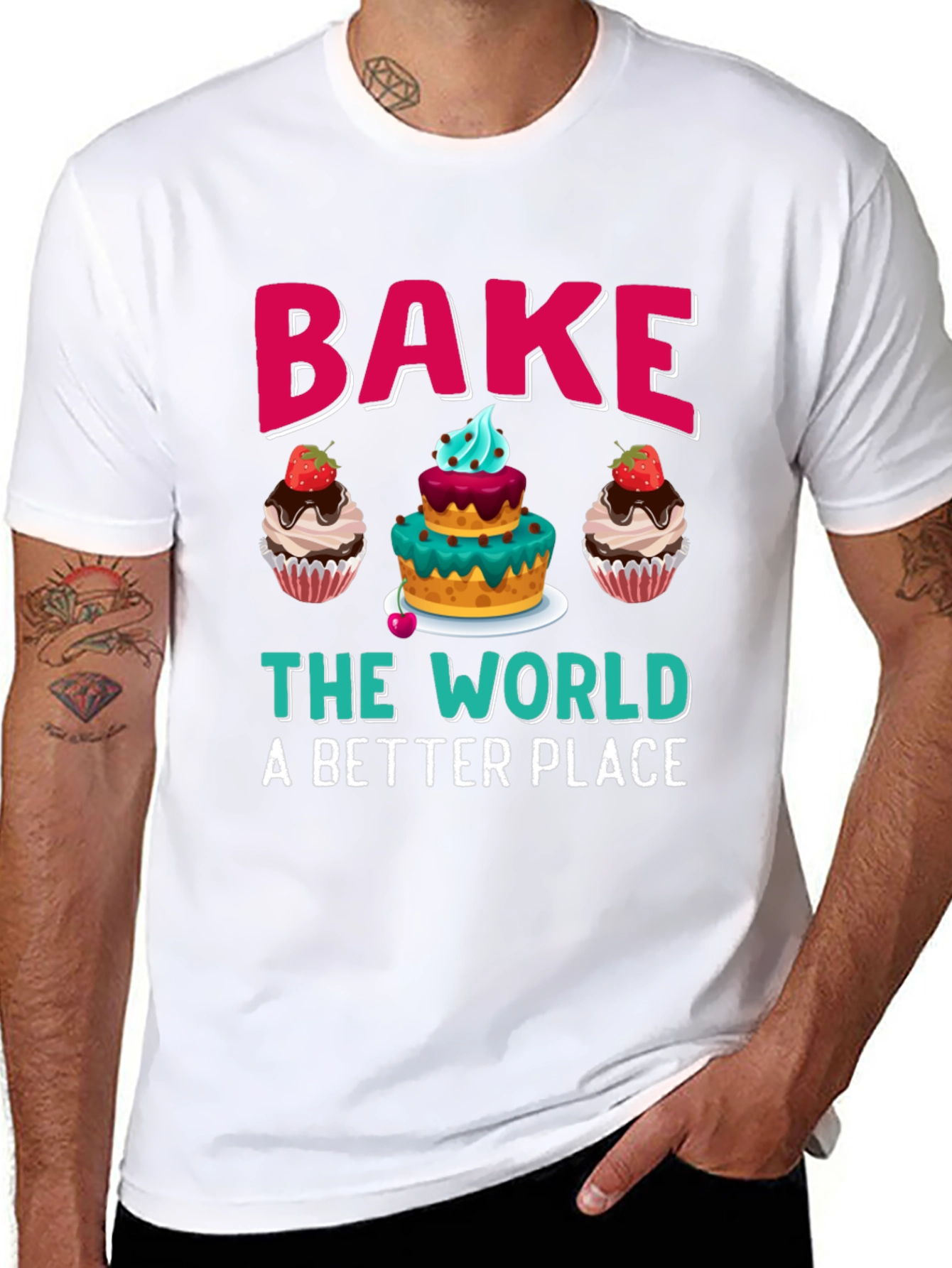 Bake The World Tee - Cupcake Graphic T-Shirt
