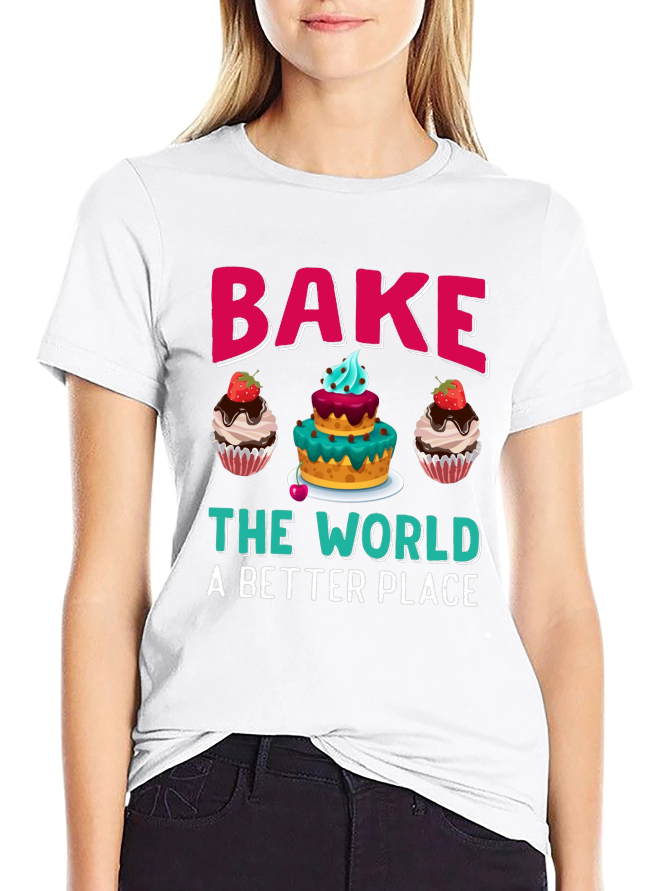 Bake The World Tee - Cupcake Graphic T-Shirt