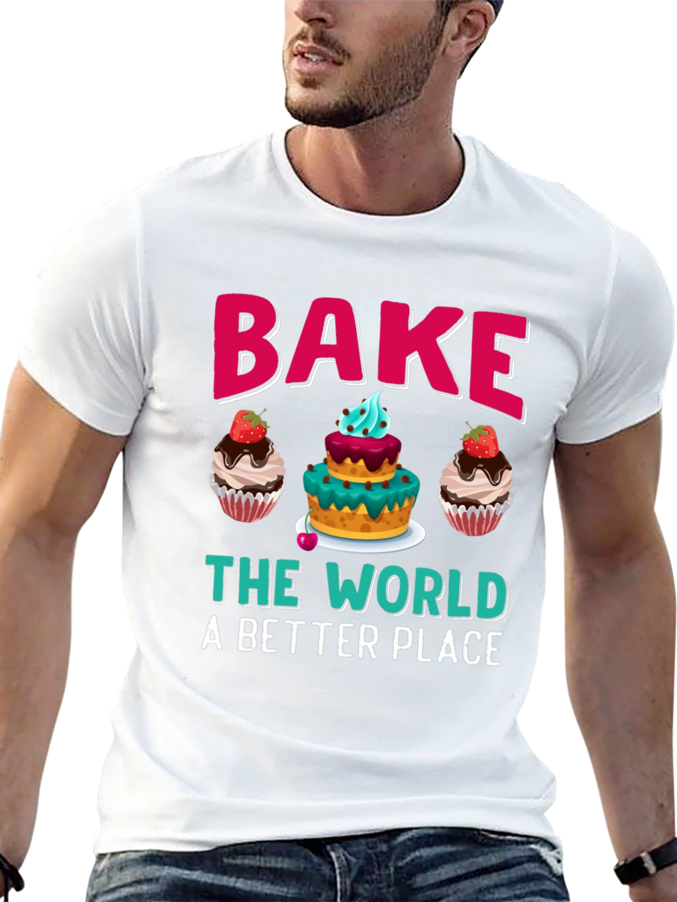 Bake The World Tee - Cupcake Graphic T-Shirt