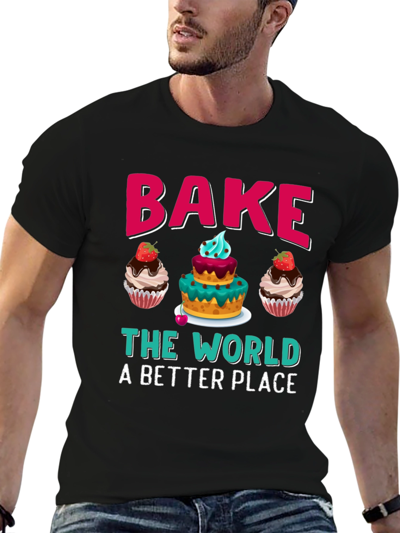 Bake The World Tee - Cupcake Graphic T-Shirt