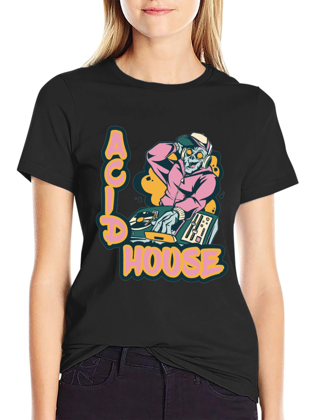 Acid House DJ Zombie Graphic Tee - Black