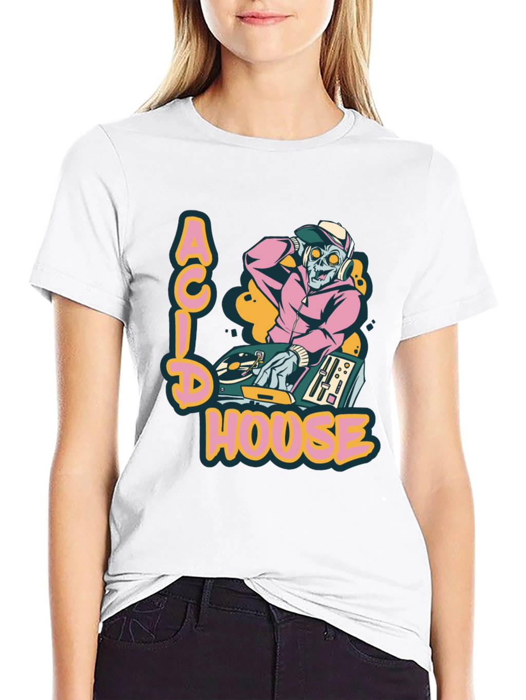 Acid House DJ Zombie Graphic Tee - Black