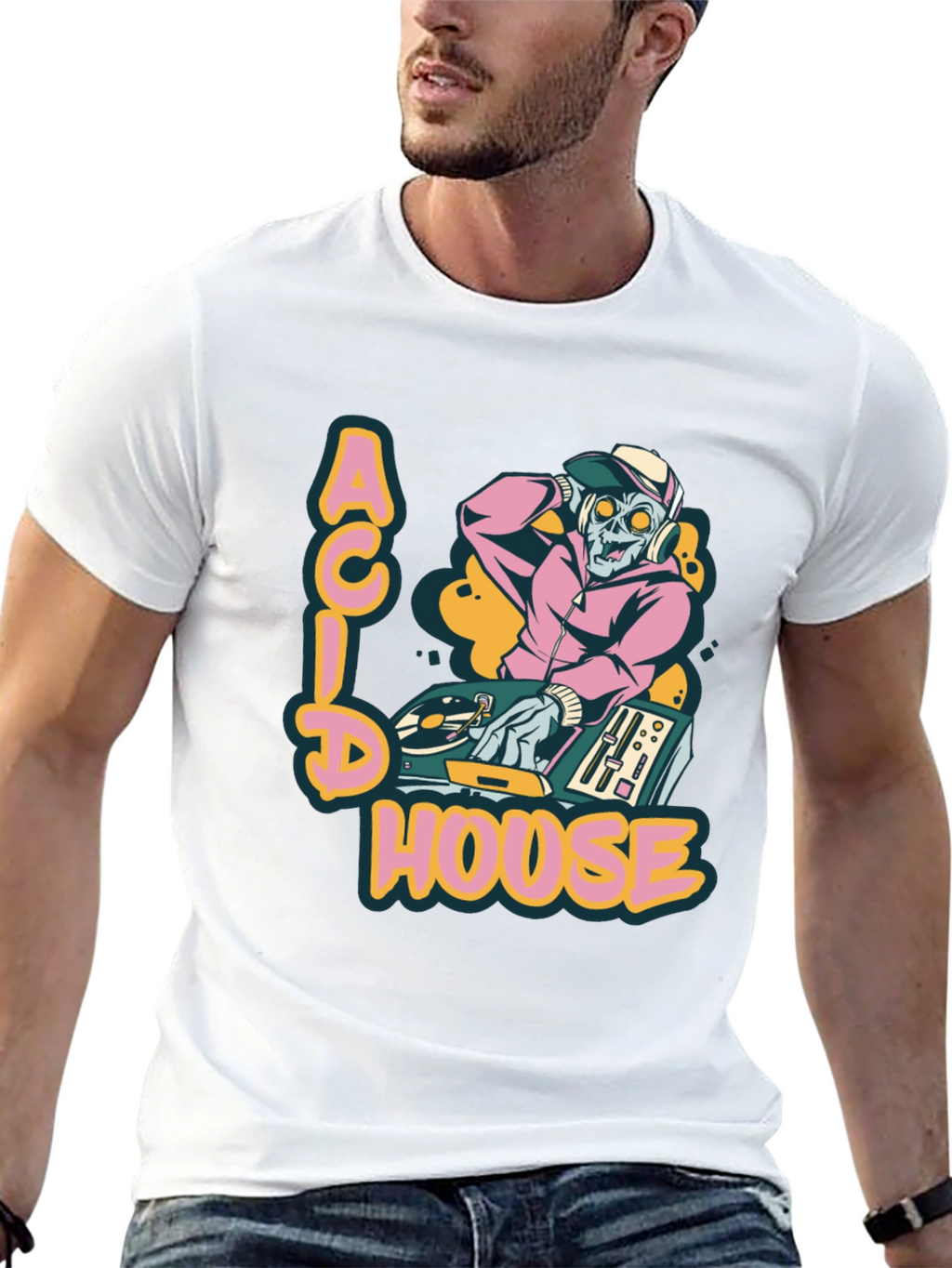 Acid House DJ Zombie Graphic Tee - Black