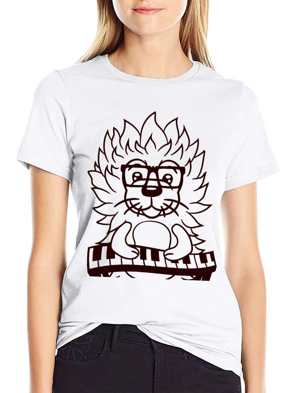 Musician Lion Graphic Tee - Black T-Shirt