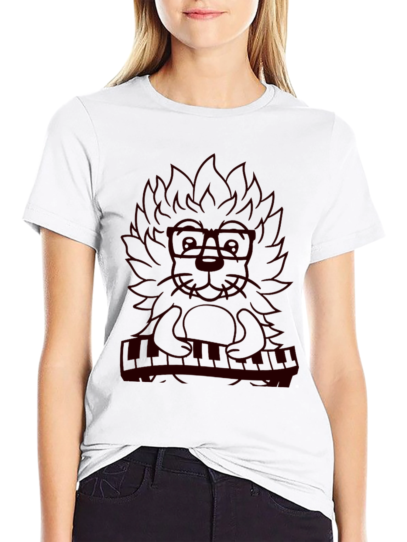 Musician Lion Graphic Tee - Black T-Shirt