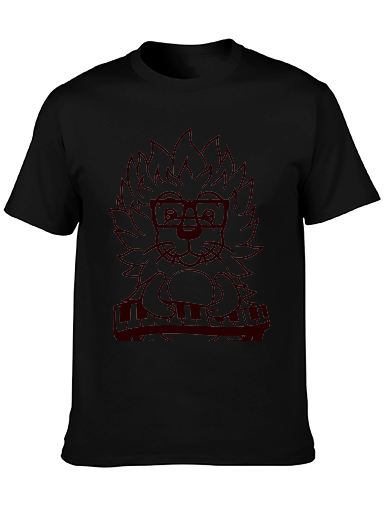 Musician Lion Graphic Tee - Black T-Shirt