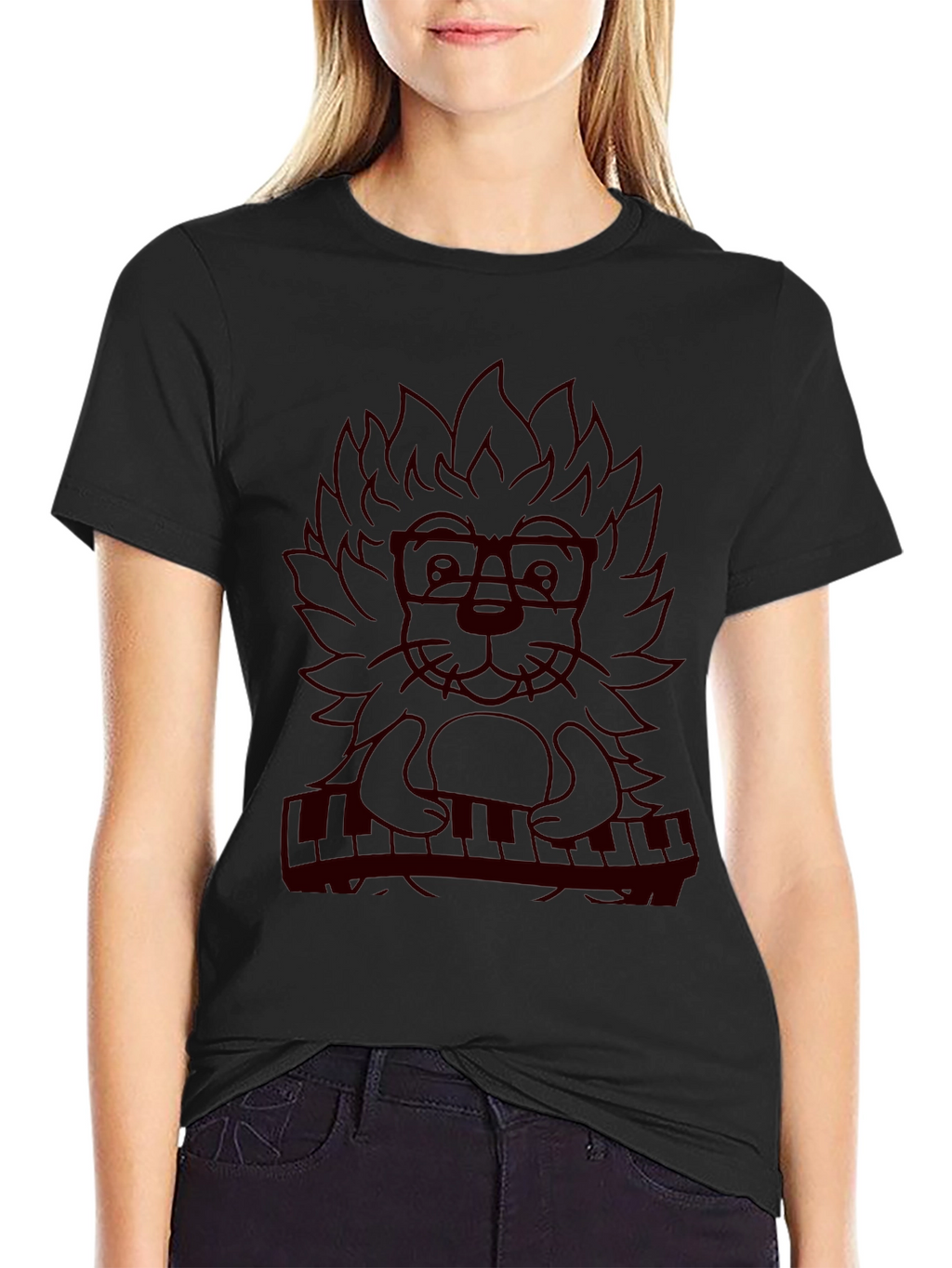 Musician Lion Graphic Tee - Black T-Shirt