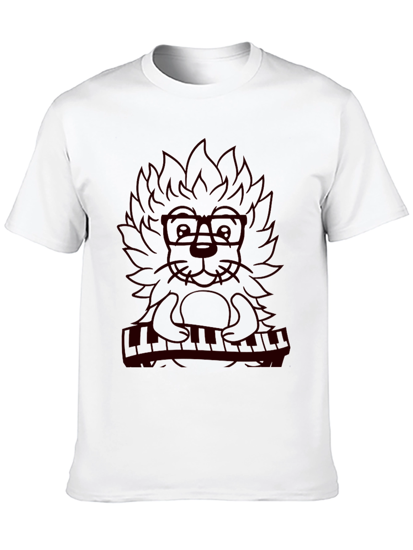 Musician Lion Graphic Tee - Black T-Shirt