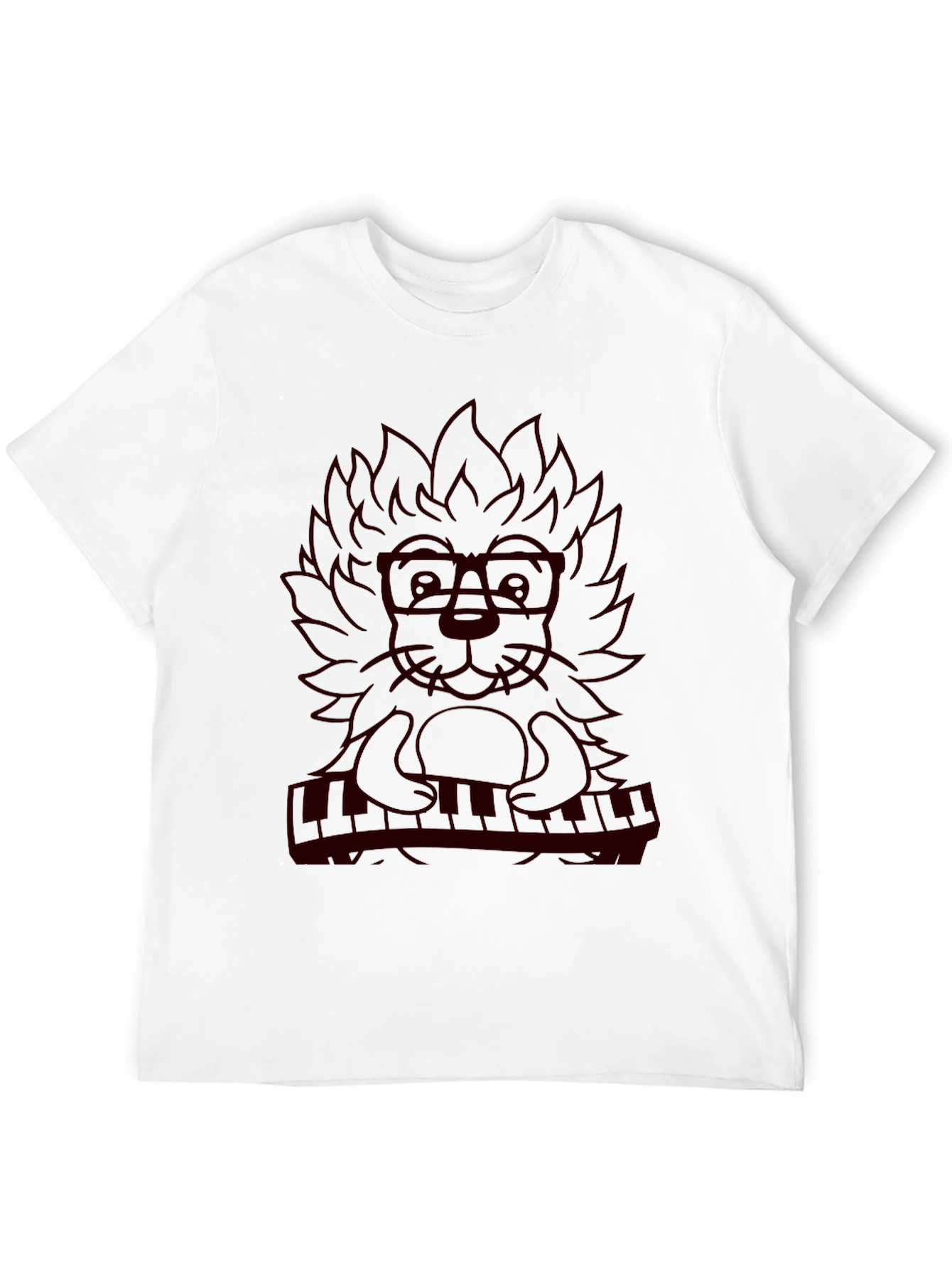 Musician Lion Graphic Tee - Black T-Shirt