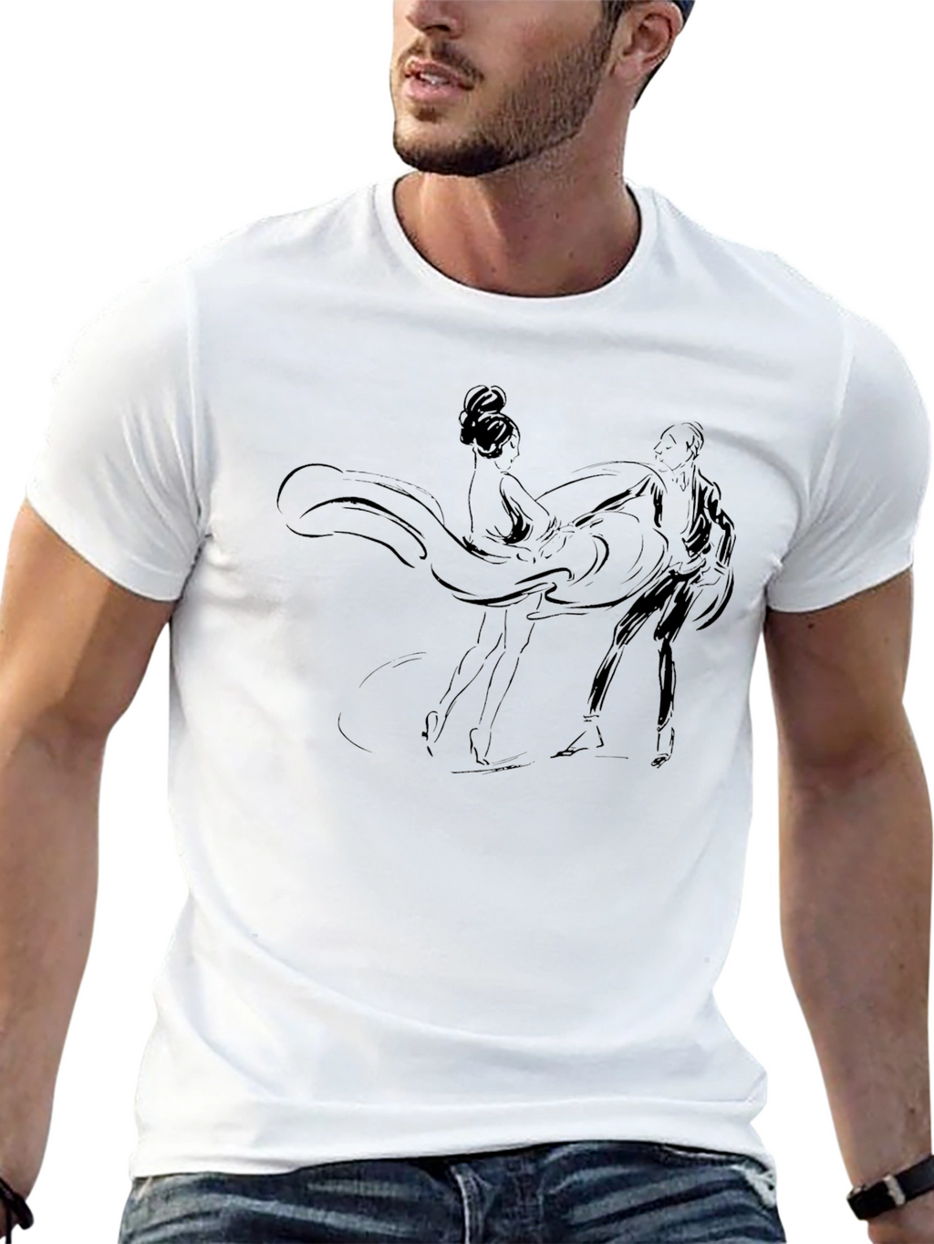 Elegant Dance Graphic Black T-Shirt