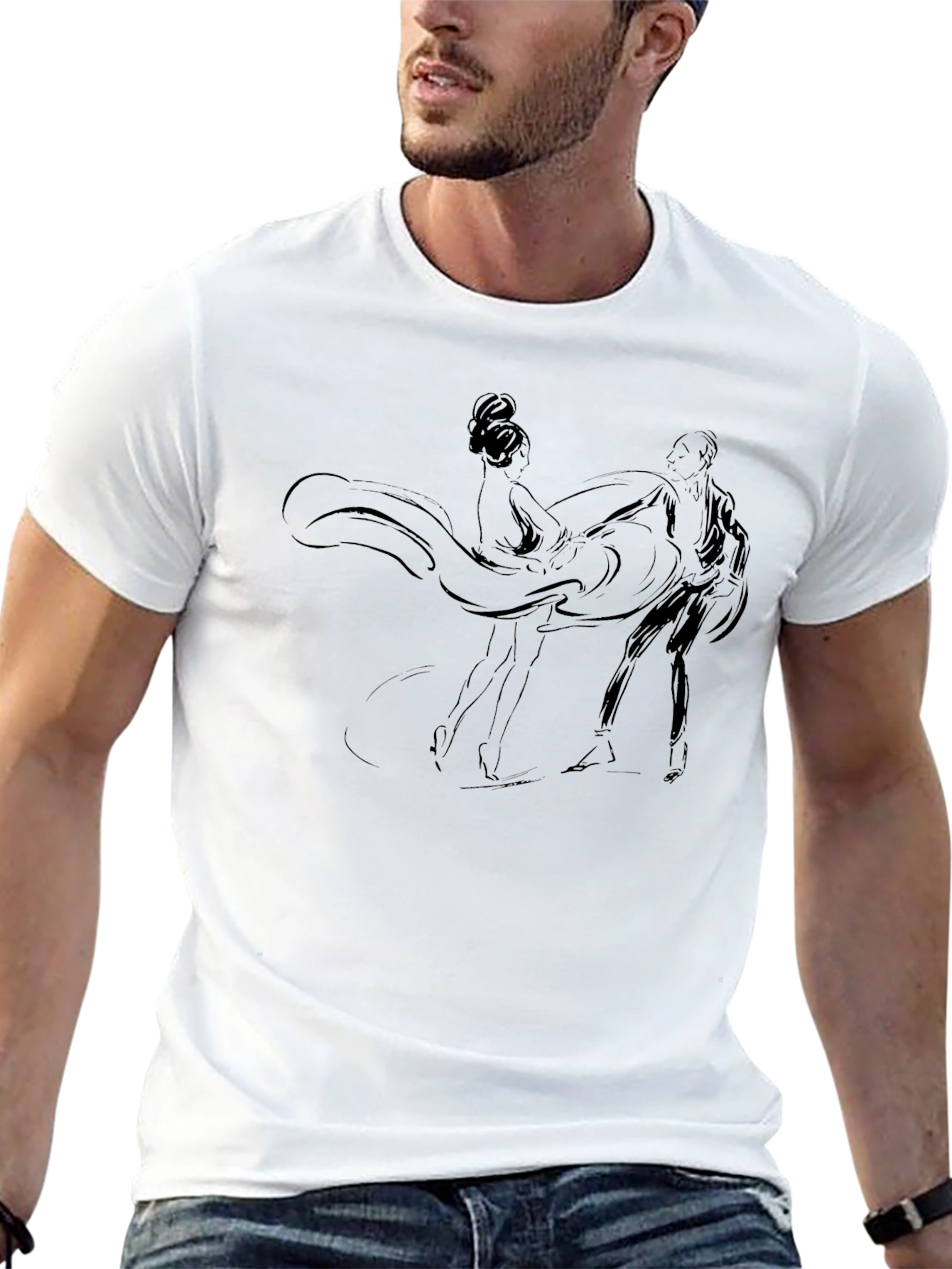 Elegant Dance Graphic Black T-Shirt