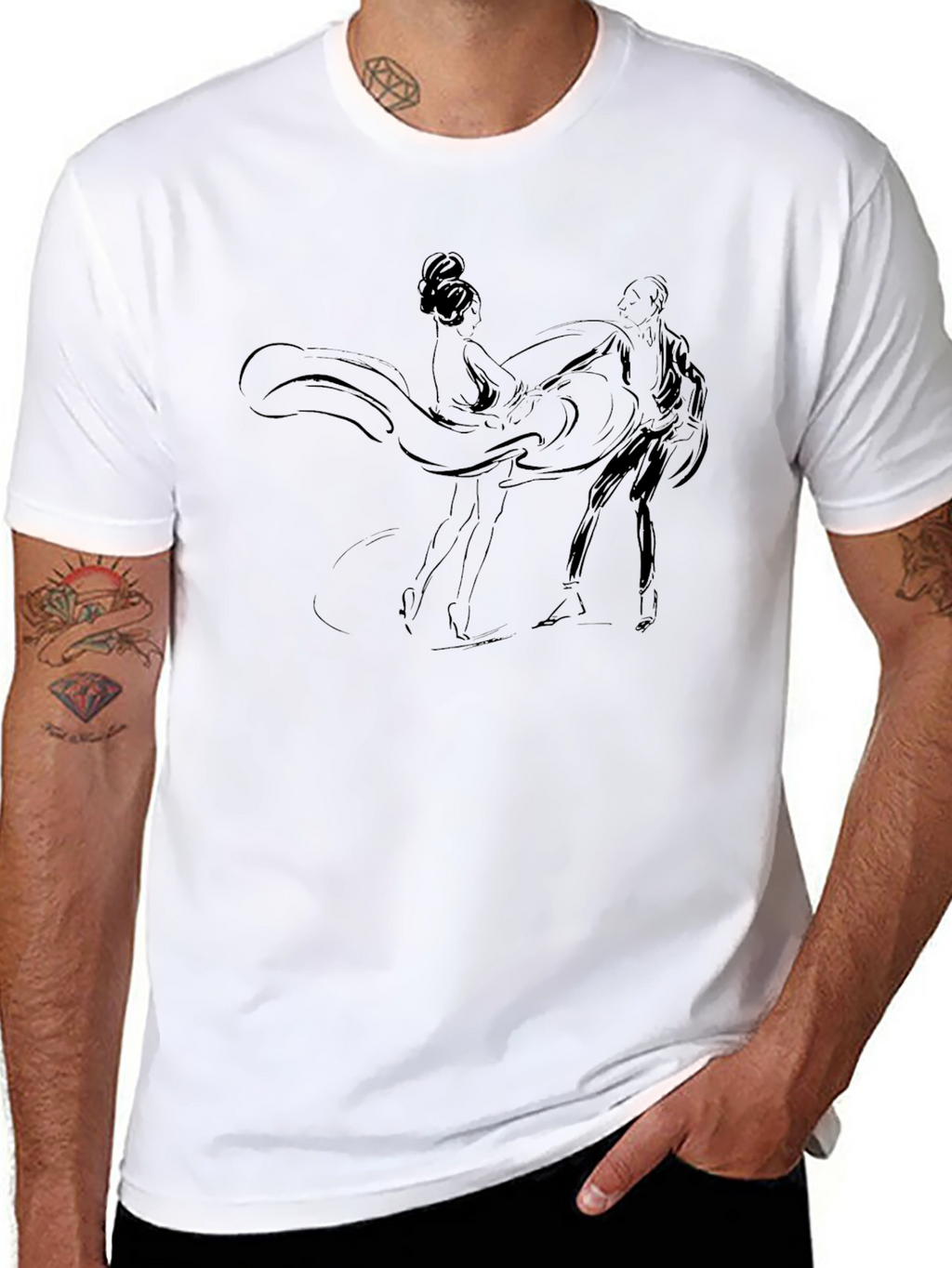 Elegant Dance Graphic Black T-Shirt