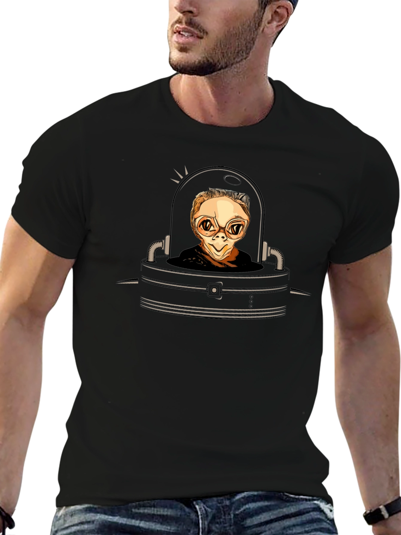 Sci-Fi Alien in Pod Graphic Tee - Black
