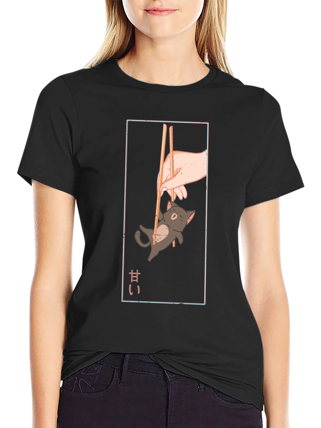 Chopstick Kitty T-Shirt - Anime Style