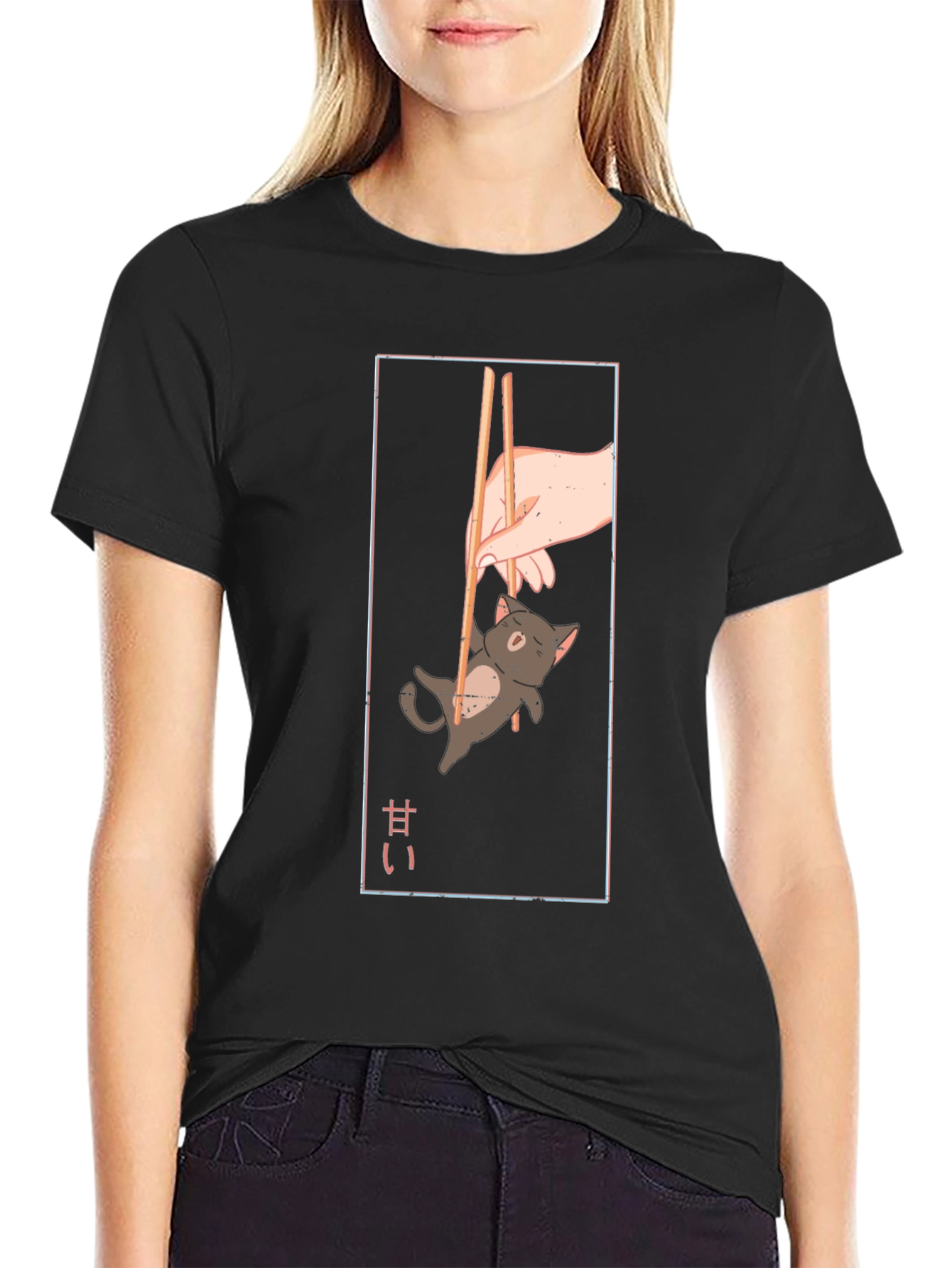 Chopstick Kitty T-Shirt - Anime Style