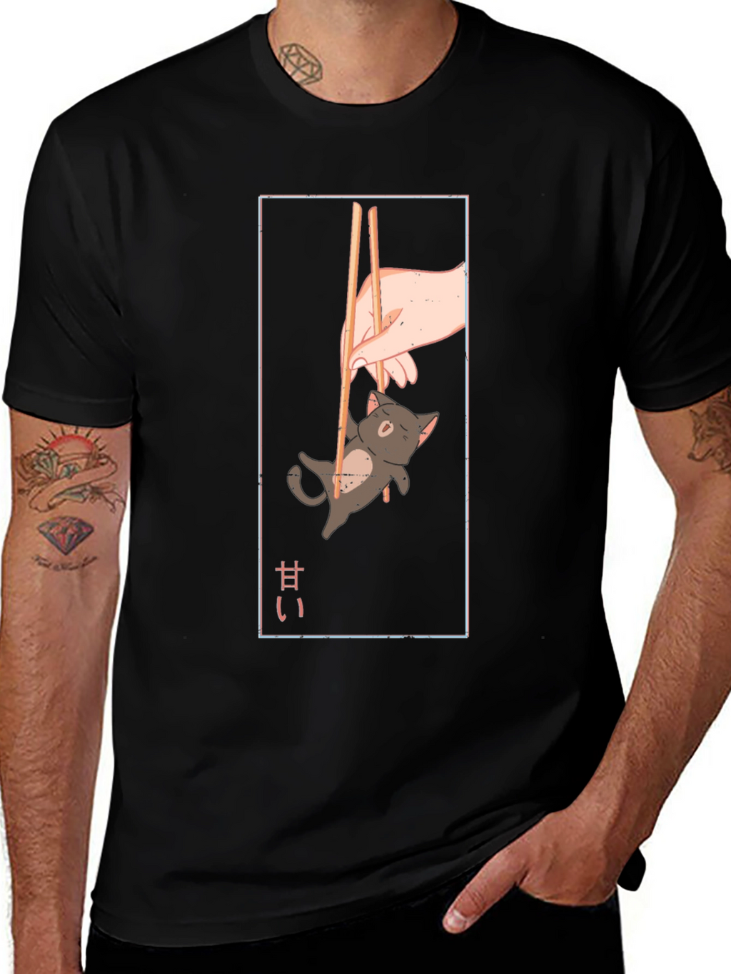 Chopstick Kitty T-Shirt - Anime Style