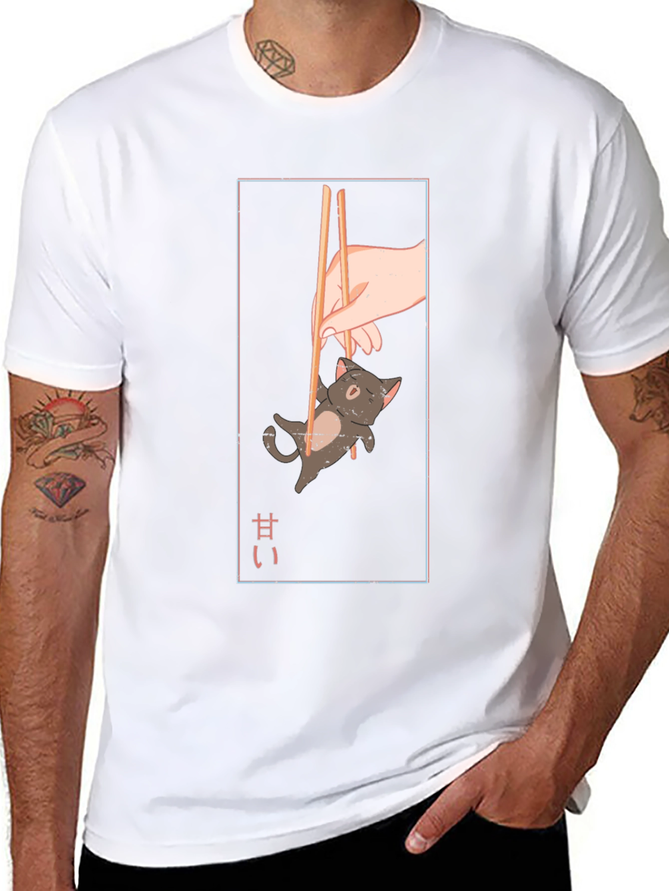 Chopstick Kitty T-Shirt - Anime Style