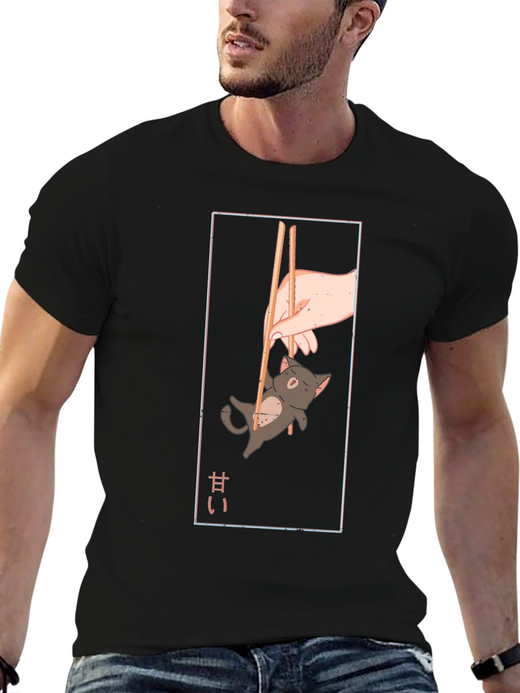 Chopstick Kitty T-Shirt - Anime Style