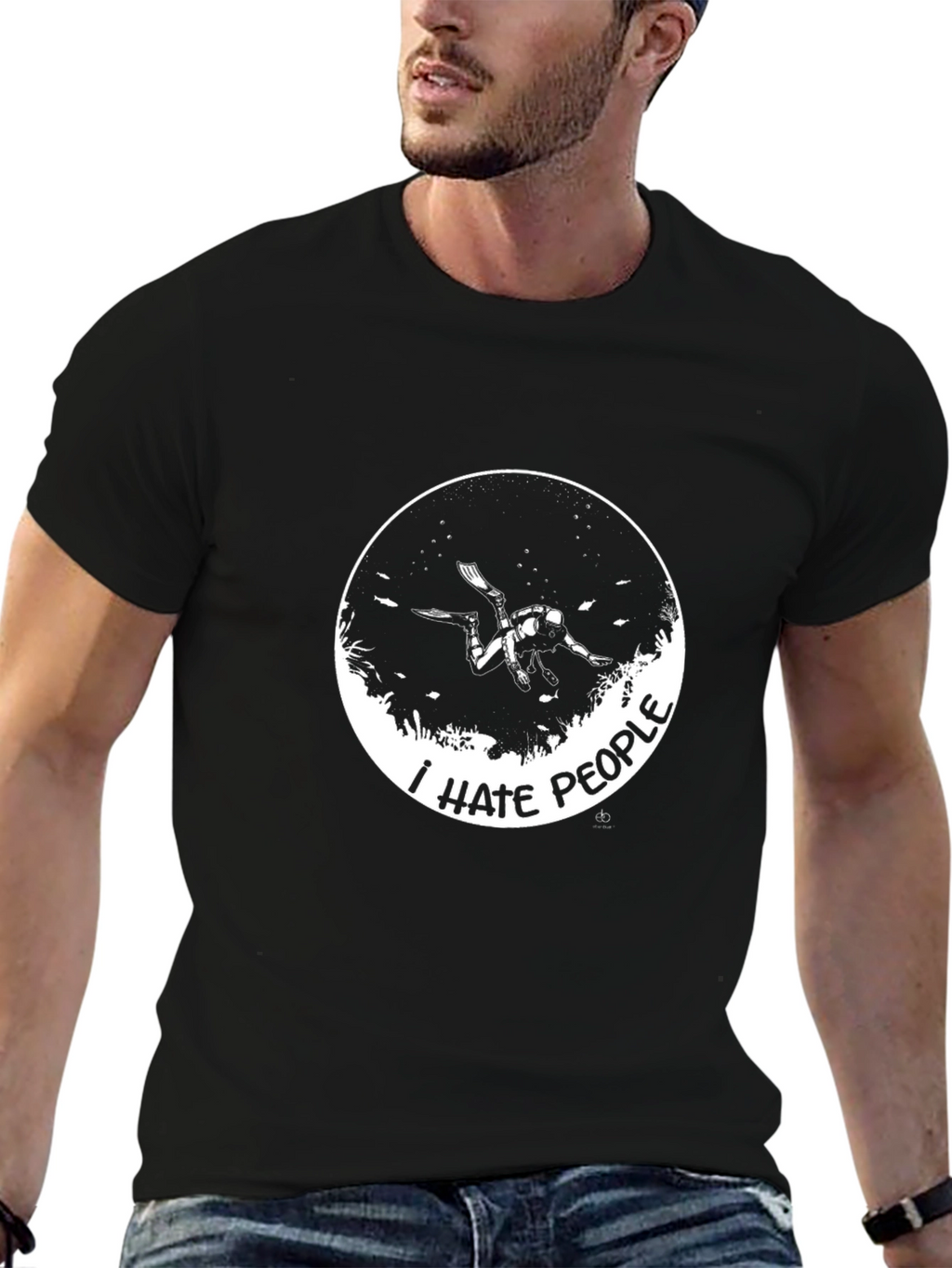 I Hate People Scuba Diving Black T-Shirt