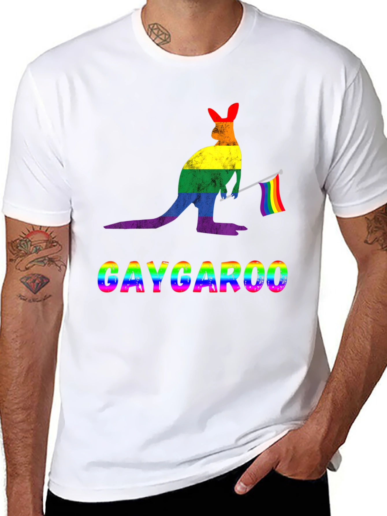 Gaycaroo T-Shirt - Rainbow Pride Kangaroo Tee