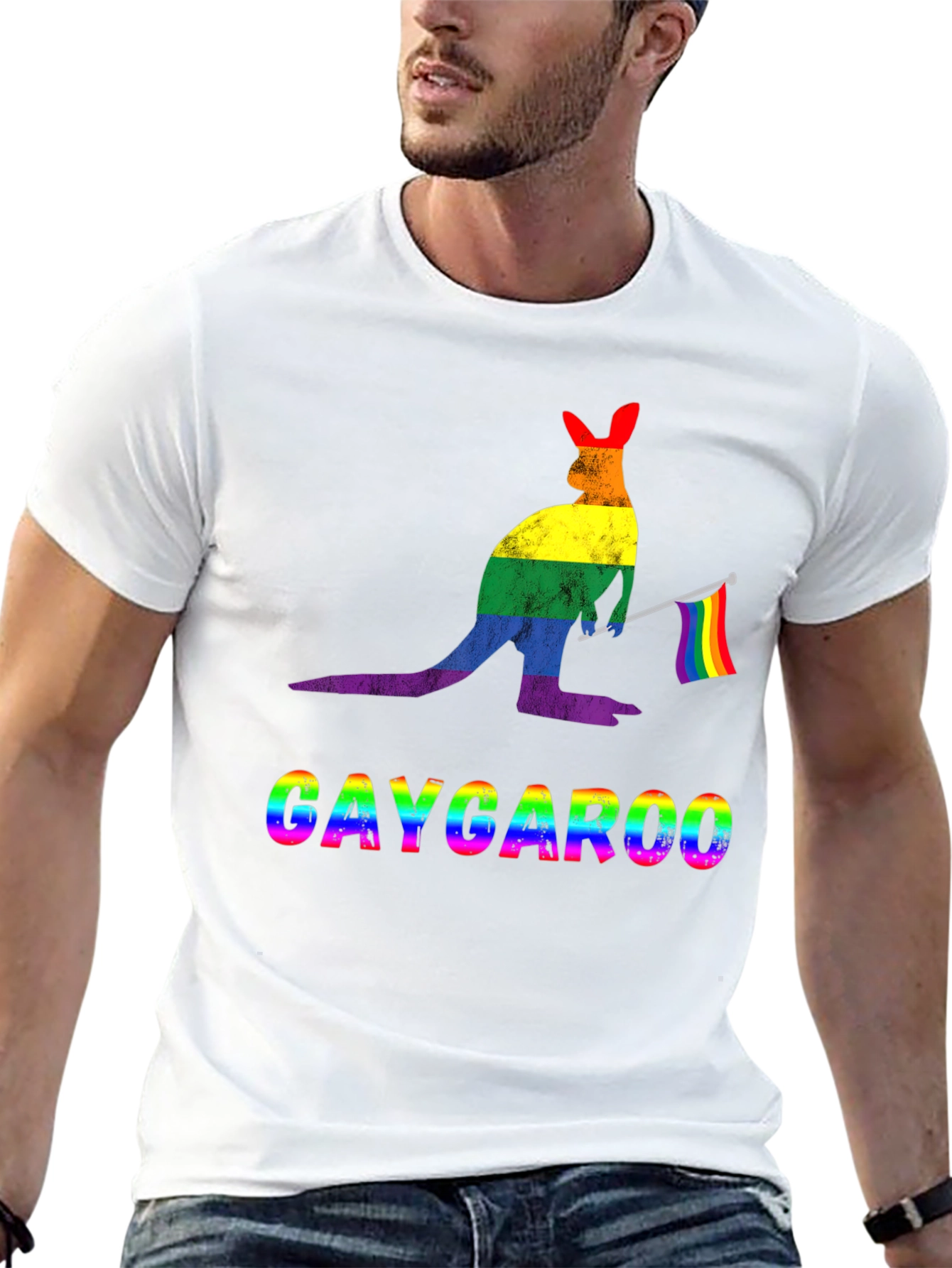 Gaycaroo T-Shirt - Rainbow Pride Kangaroo Tee