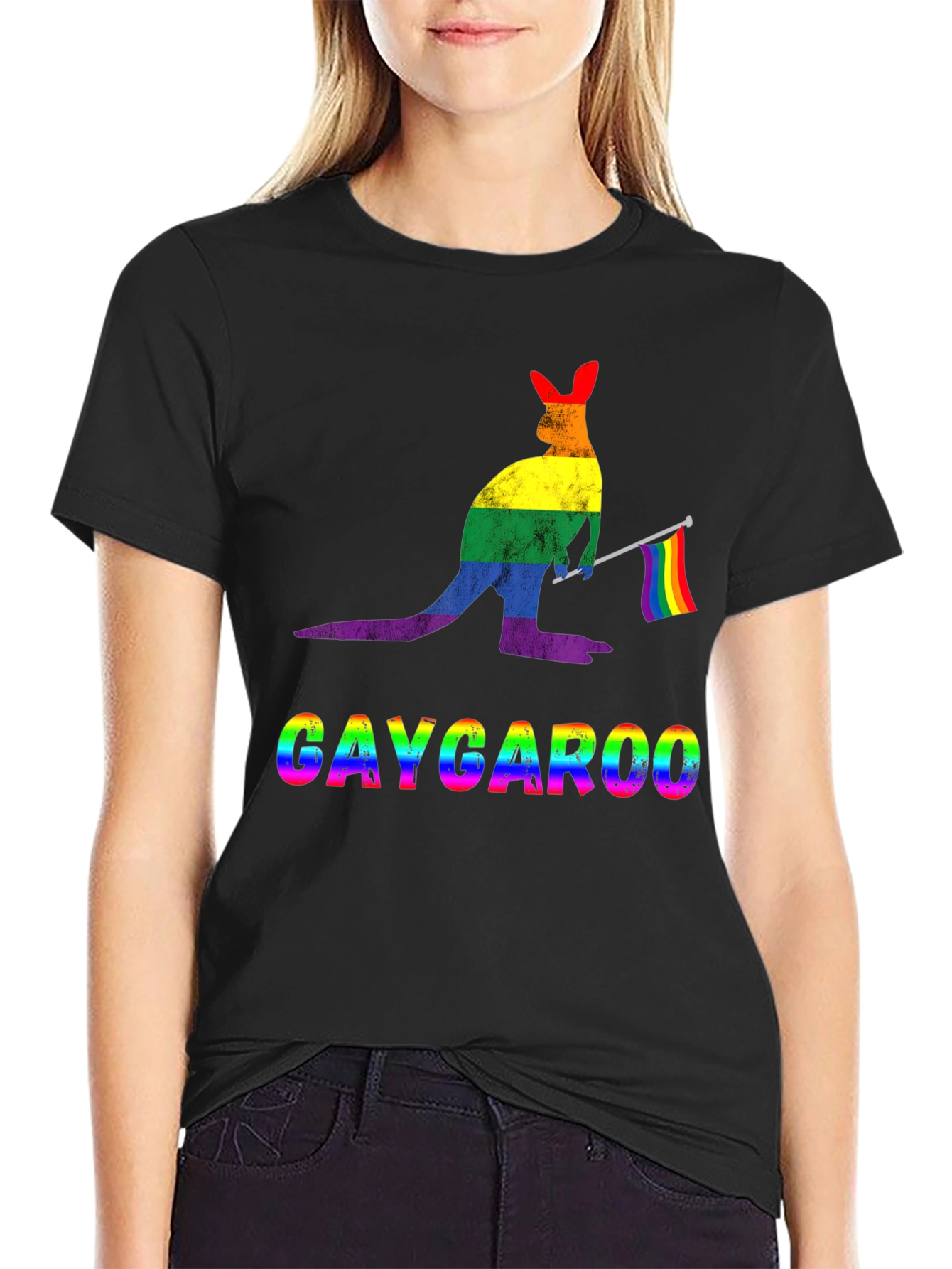 Gaycaroo T-Shirt - Rainbow Pride Kangaroo Tee