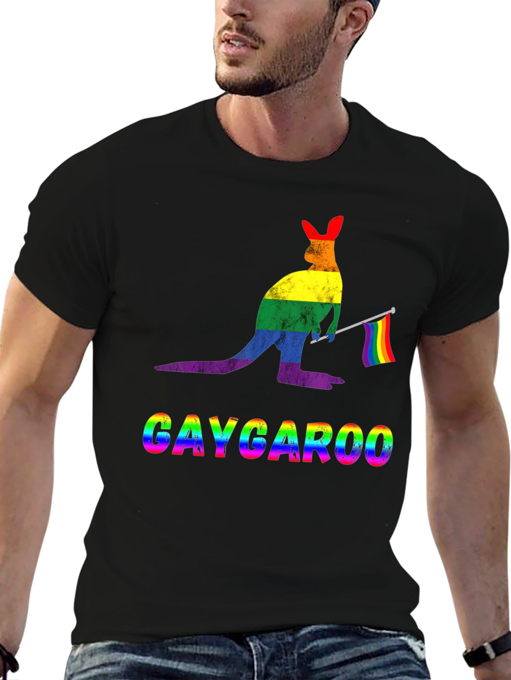 Gaycaroo T-Shirt - Rainbow Pride Kangaroo Tee