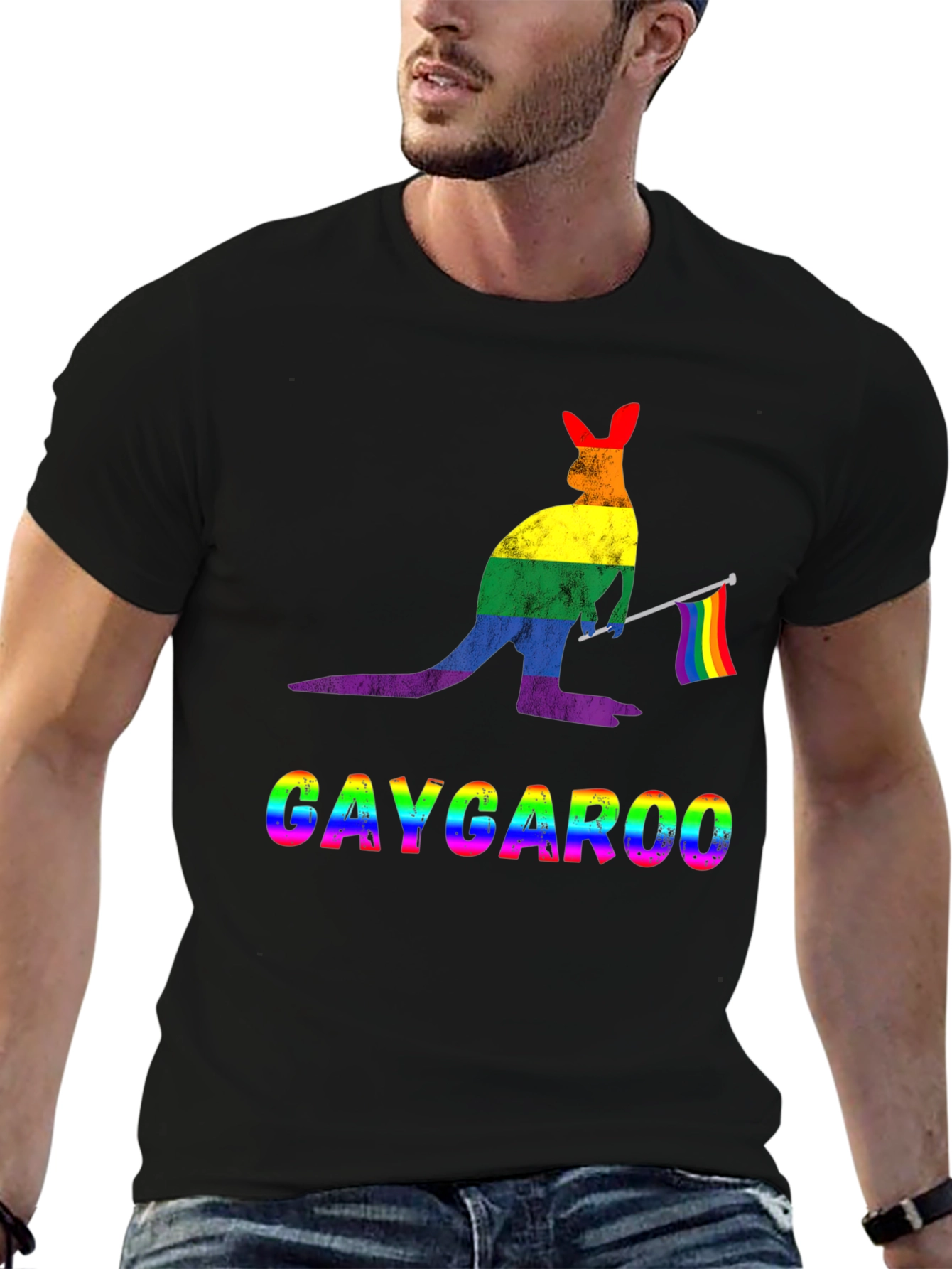 Gaycaroo T-Shirt - Rainbow Pride Kangaroo Tee