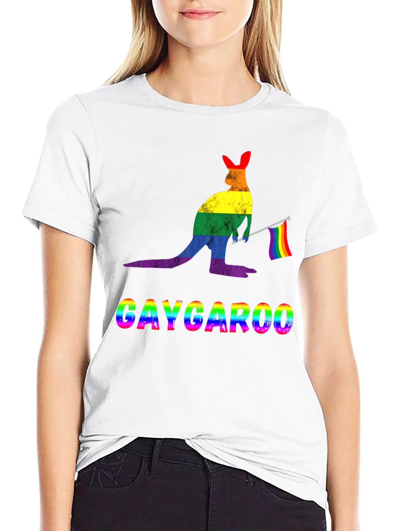 Gaycaroo T-Shirt - Rainbow Pride Kangaroo Tee