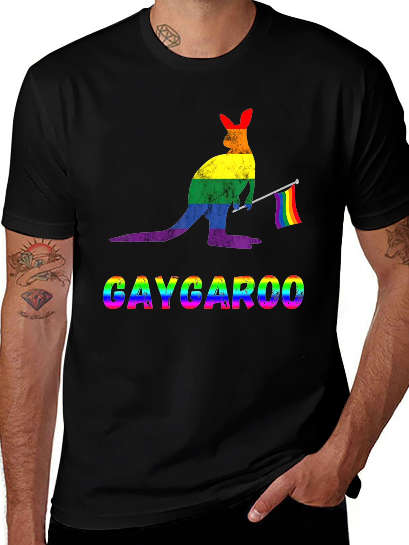 Gaycaroo T-Shirt - Rainbow Pride Kangaroo Tee