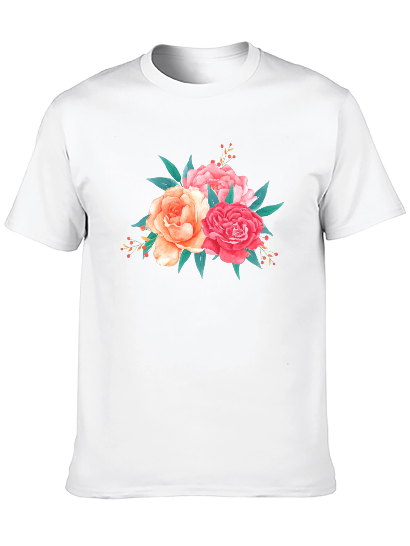 Floral Bouquet Graphic Tee - Soft Black T-Shirt