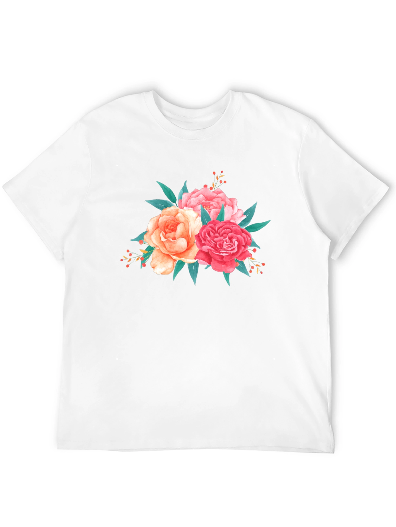 Floral Bouquet Graphic Tee - Soft Black T-Shirt
