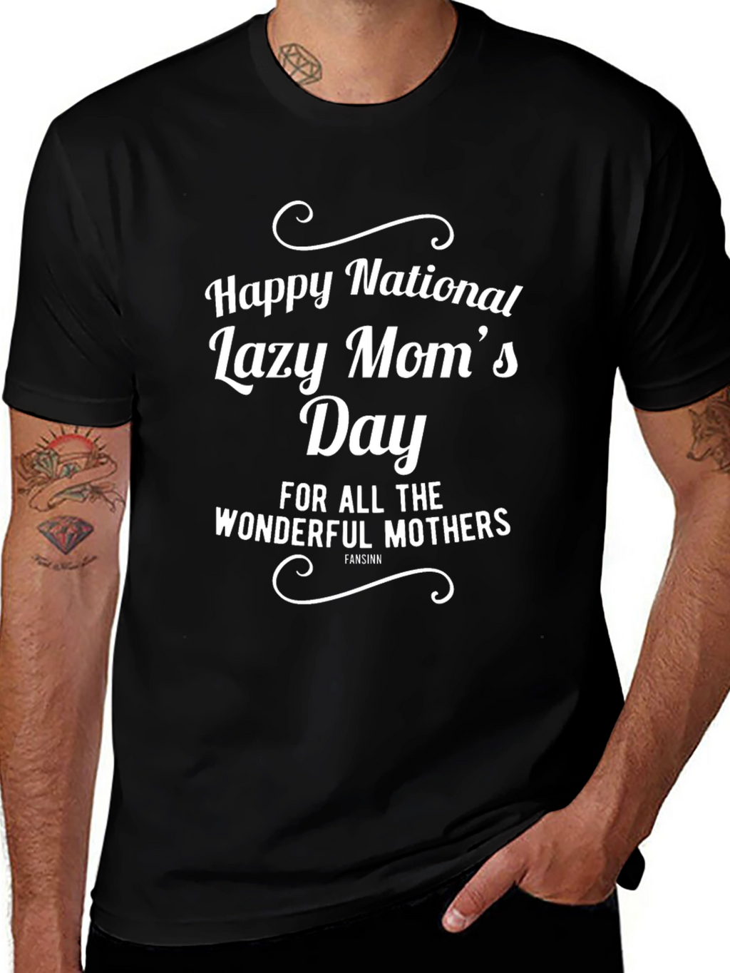 Happy National Lazy Moms Day Black T-Shirt