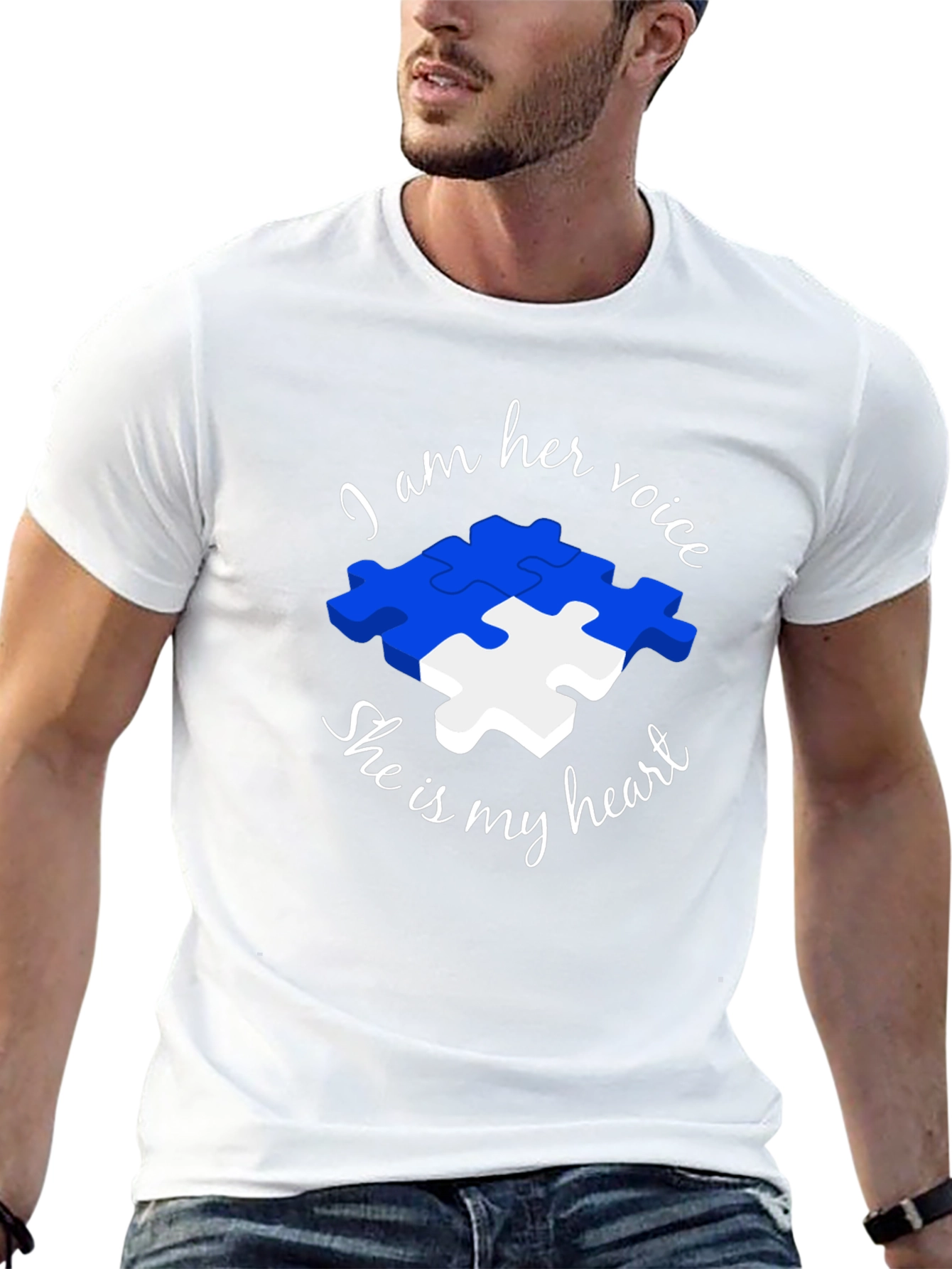 Autism Awareness Puzzle Piece T-Shirt - Voice and Heart