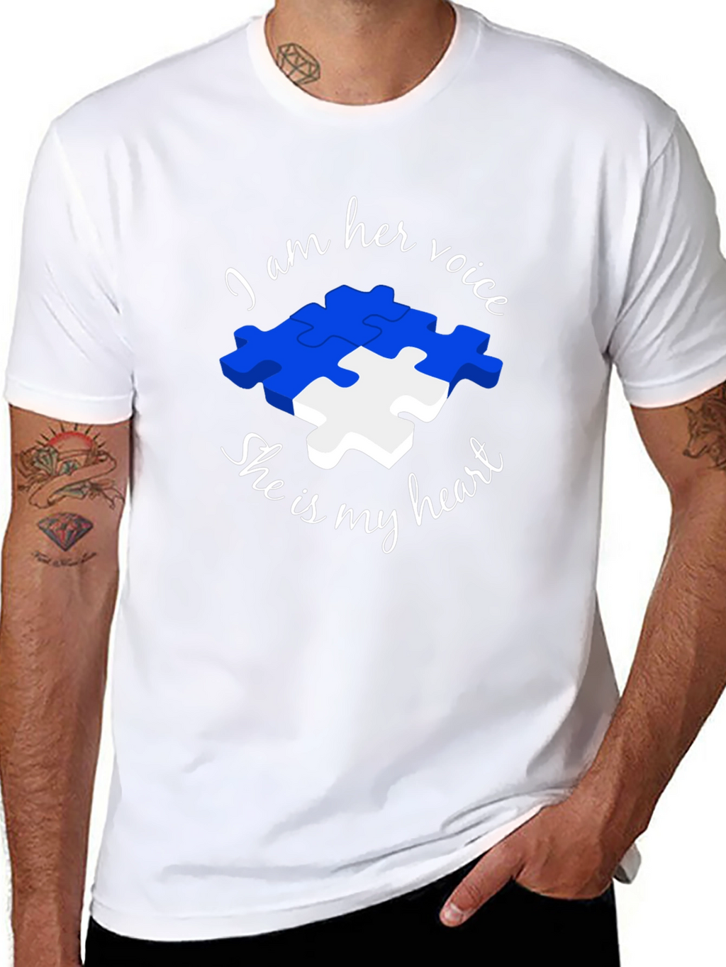 Autism Awareness Puzzle Piece T-Shirt - Voice and Heart
