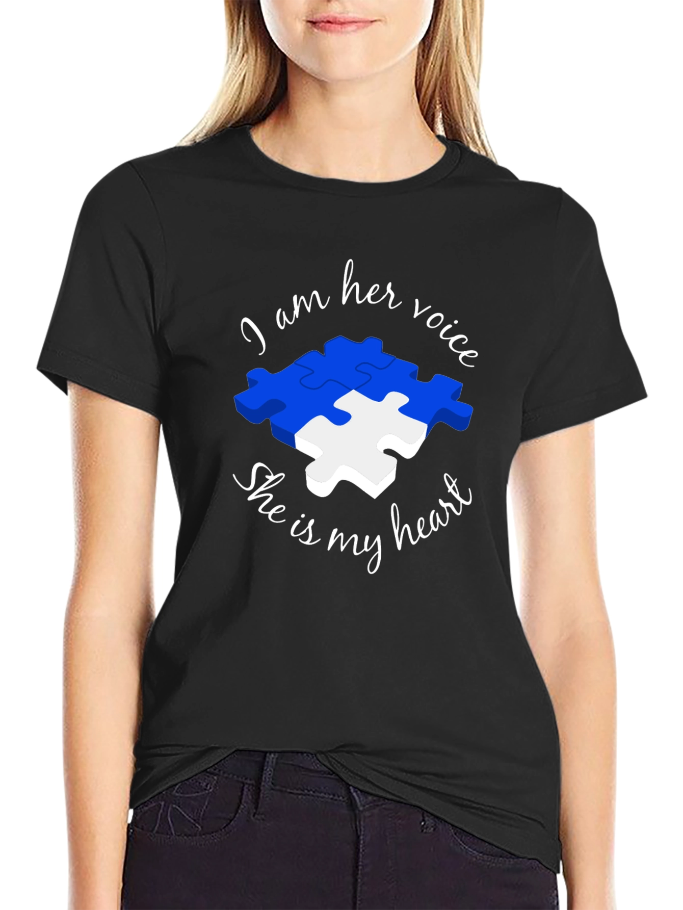 Autism Awareness Puzzle Piece T-Shirt - Voice and Heart