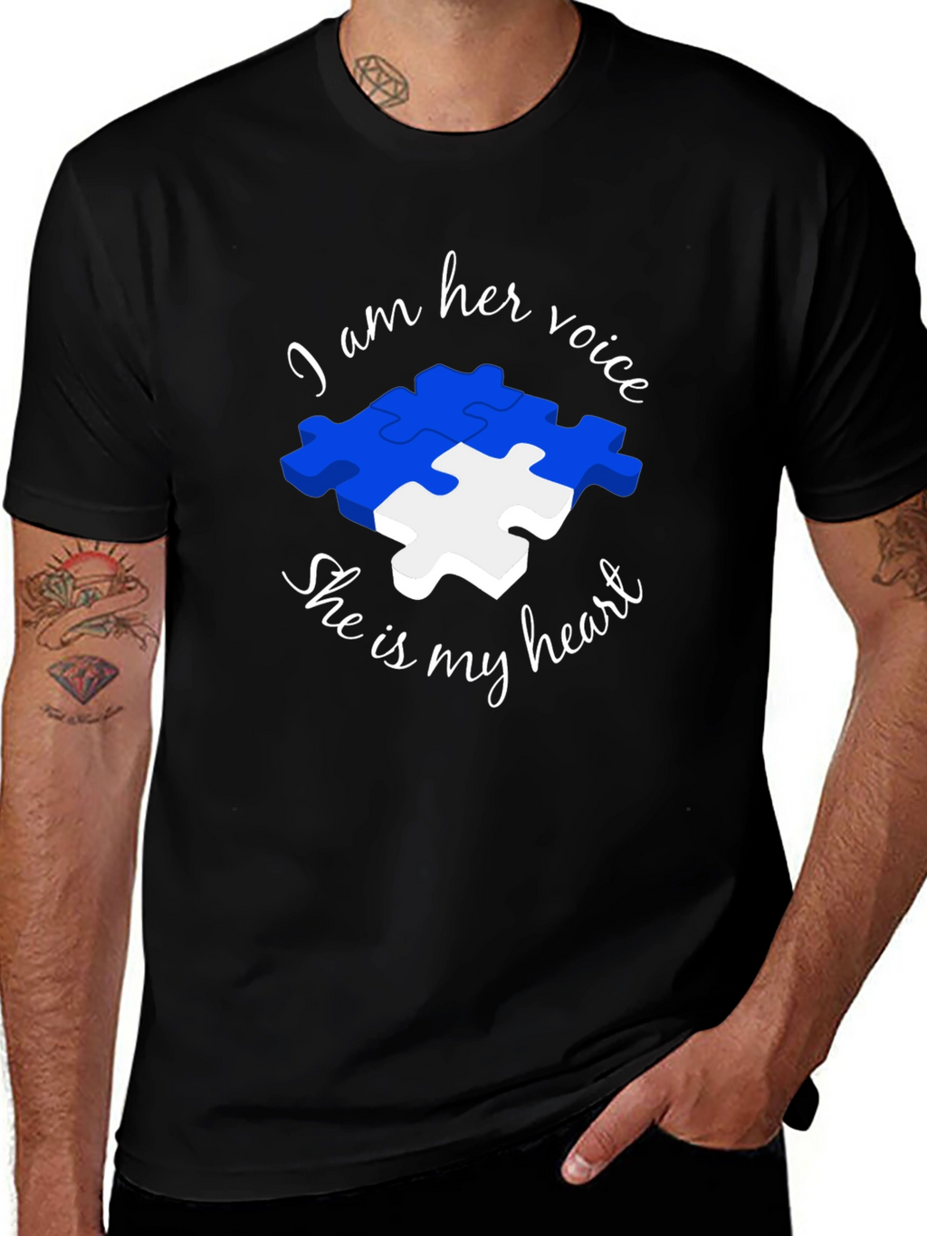 Autism Awareness Puzzle Piece T-Shirt - Voice and Heart