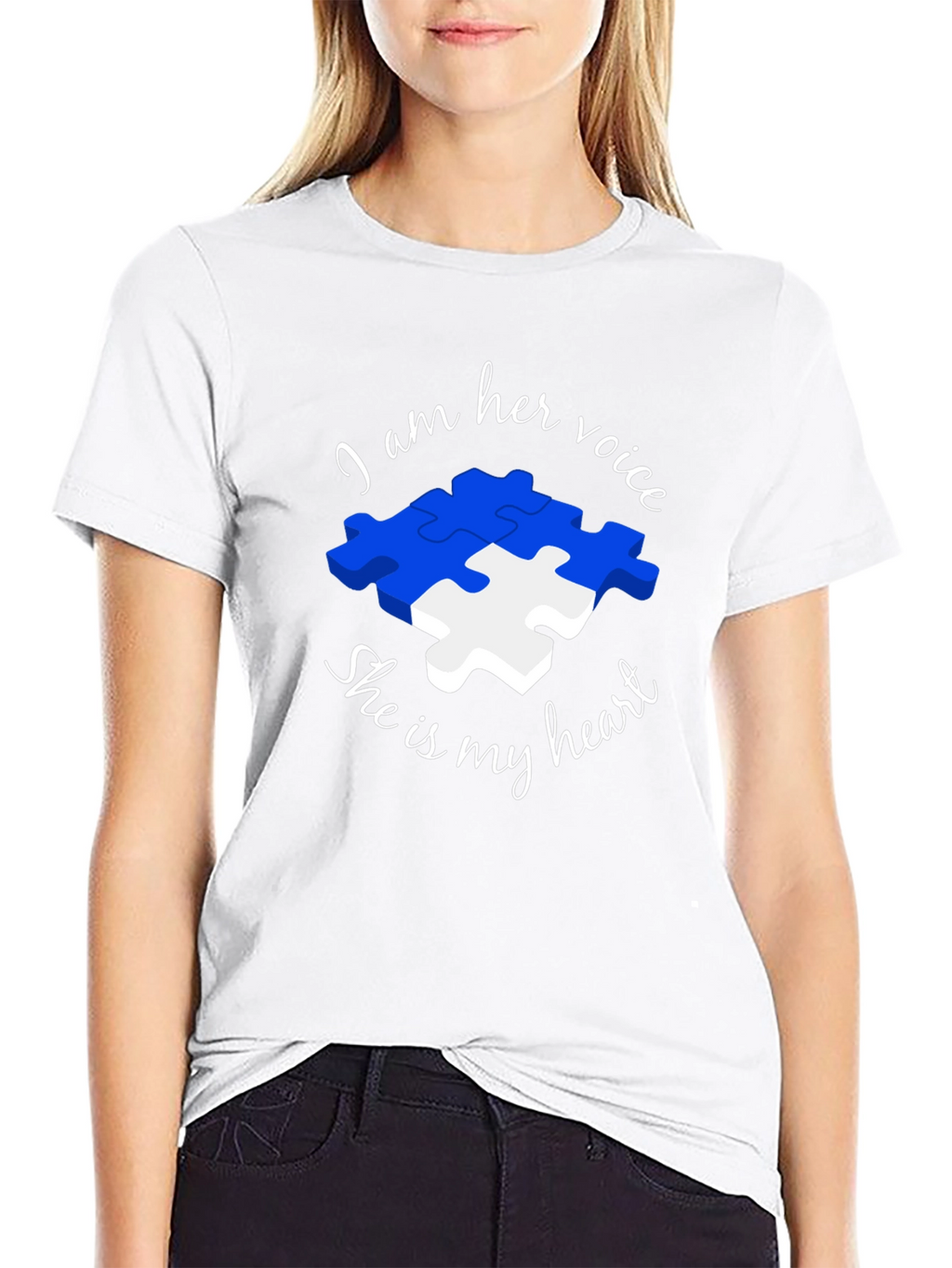 Autism Awareness Puzzle Piece T-Shirt - Voice and Heart