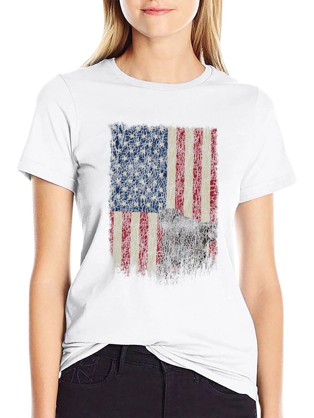 American Flag Dog Graphic T-Shirt