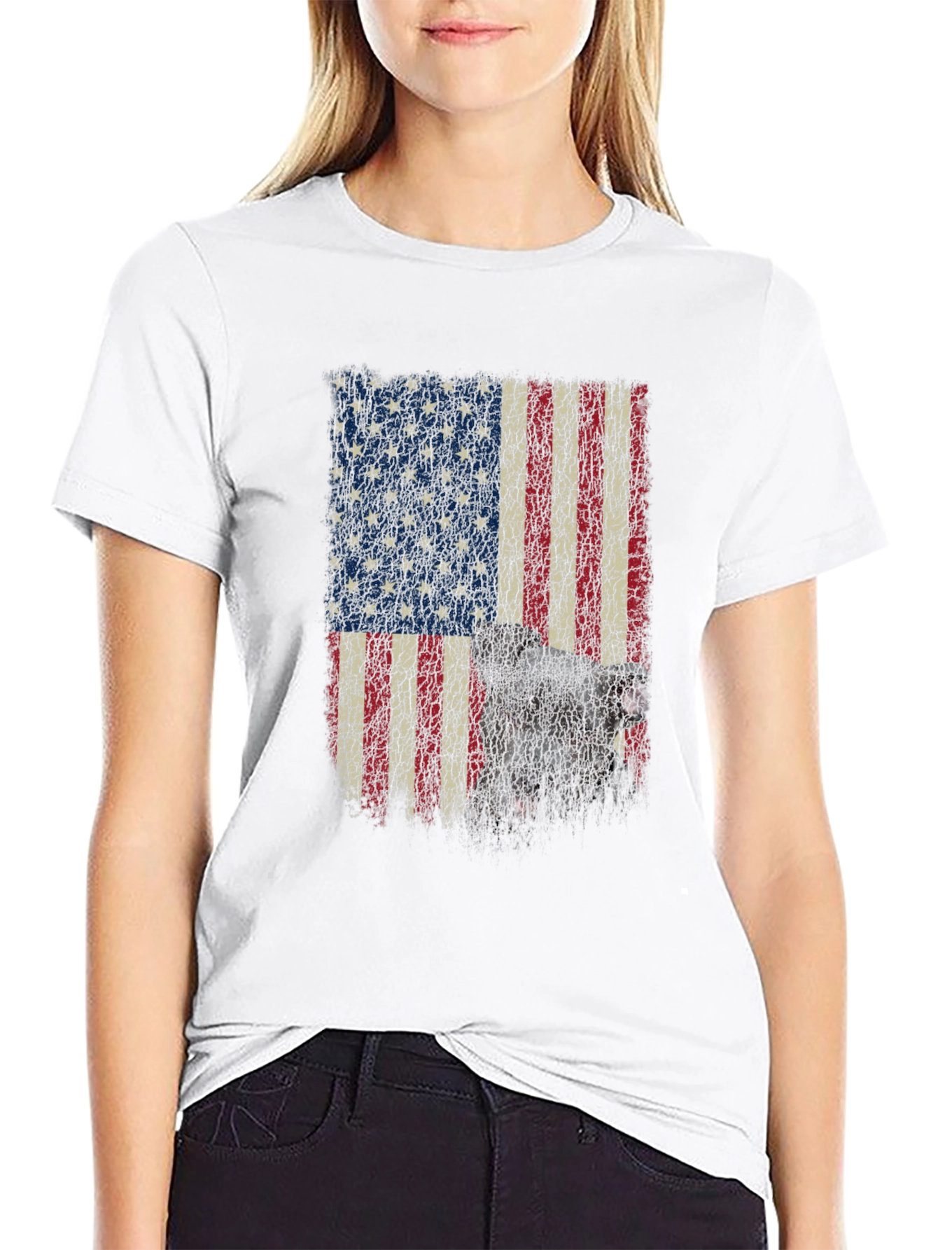 American Flag Dog Graphic T-Shirt