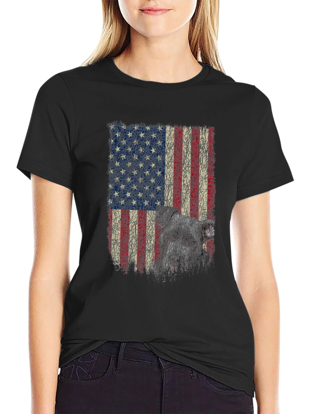 American Flag Dog Graphic T-Shirt