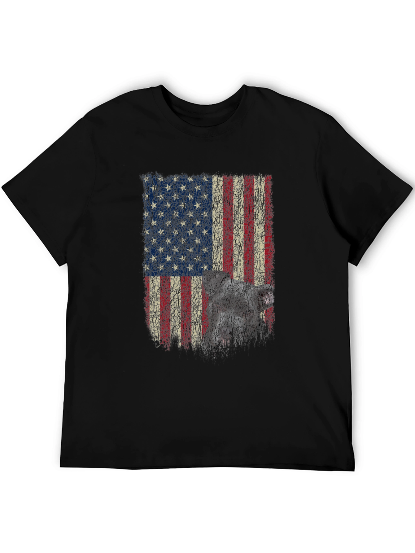 American Flag Dog Graphic T-Shirt